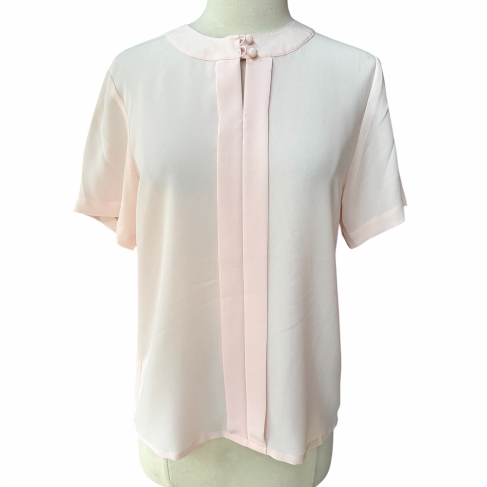 1980s/90s Michelle Stuart 100% Pale Pink Lightweight Semi-Sheer Polyester Blouse